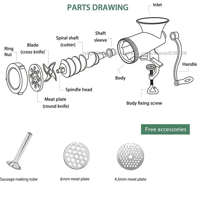 China China Manual Meat Grinder Stainless Steel Hand Crank Meat Grinding Machine Sausage Stuffer Filler Household Pork Mincer Sausage Maker
