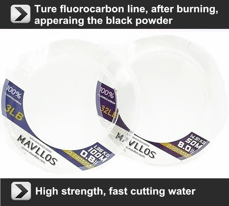 China China Mavllos 100% 100M Fluorocarbon Fishing Line Carp Super Strong Leader Carbon Fiber Saltwater Fly Fishing Line Monofilament Lines