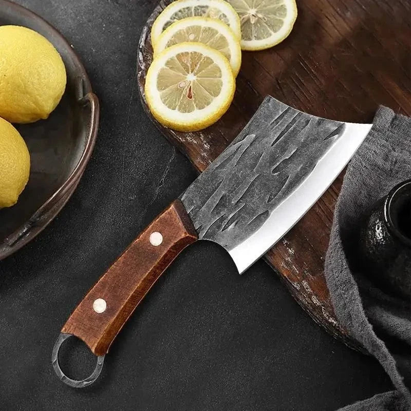 China China Meat Cleaver Kitchen Chef Knives Handmade Forged Stainless Steel Boning Butcher Knife Wooden Handle Kitchen Accessories