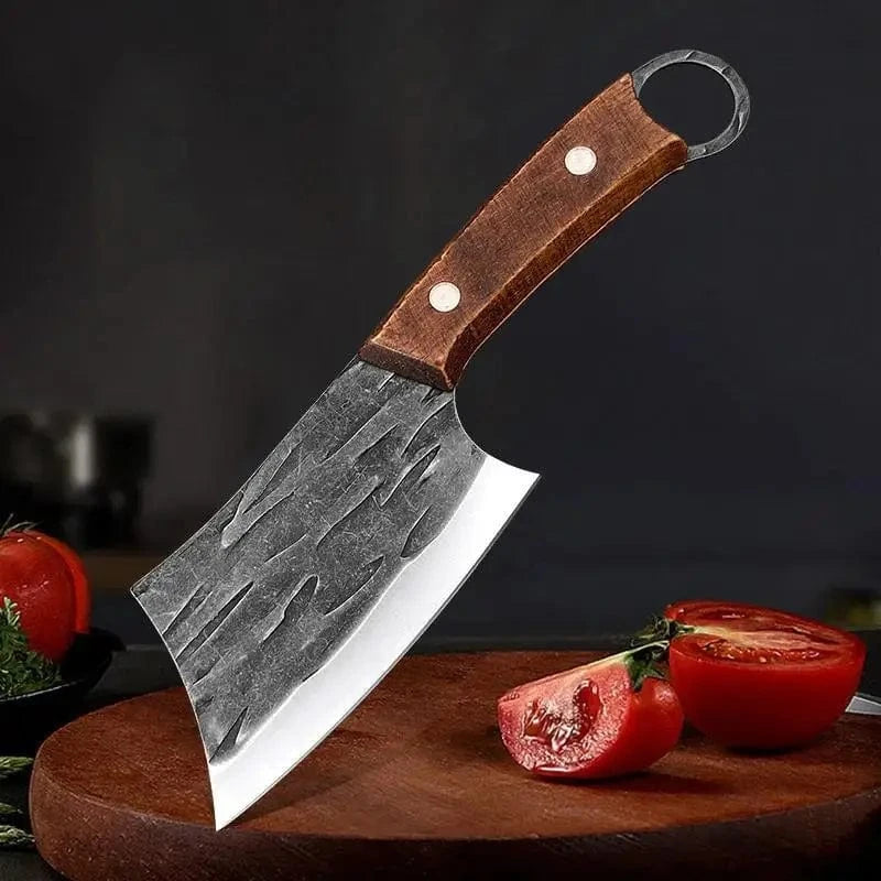 China China Meat Cleaver Kitchen Chef Knives Handmade Forged Stainless Steel Boning Butcher Knife Wooden Handle Kitchen Accessories