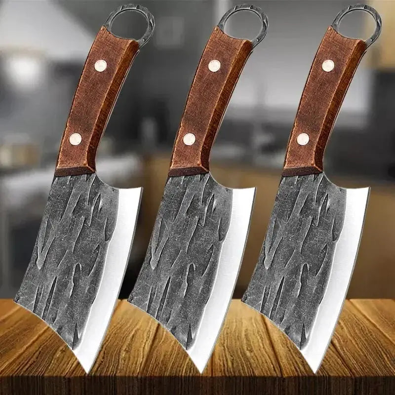 China China Meat Cleaver Kitchen Chef Knives Handmade Forged Stainless Steel Boning Butcher Knife Wooden Handle Kitchen Accessories