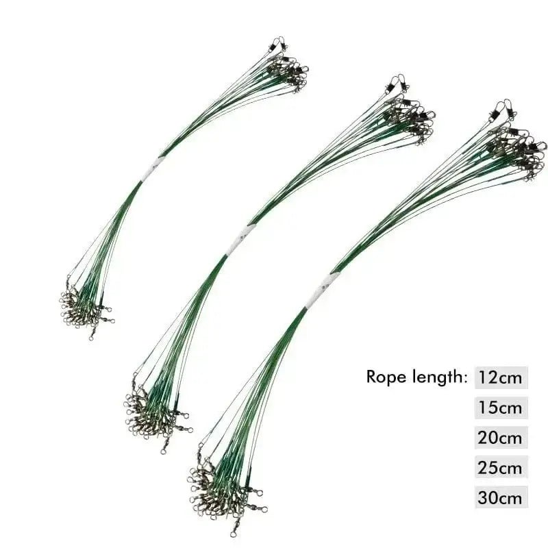 China China MEREDITH Anti Bite Steel Fishing Line 15cm-25cm Steel Wire Leader With Swivel Fishing Accessory Lead Core Leash Fishing Wire