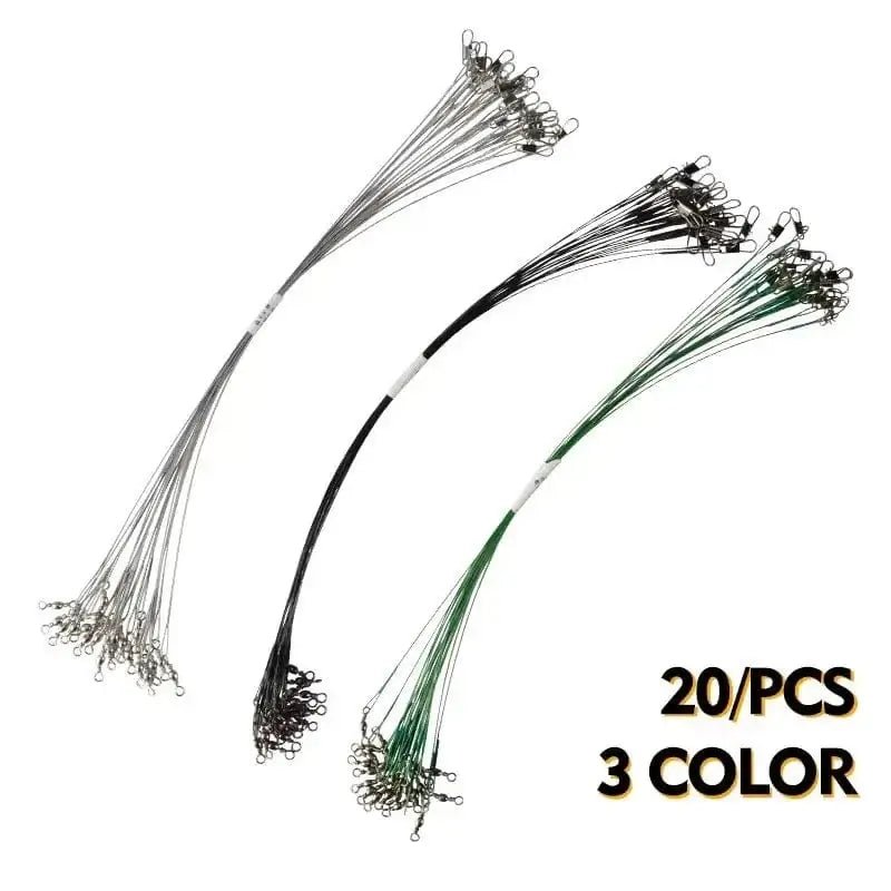 China China MEREDITH Anti Bite Steel Fishing Line 15cm-25cm Steel Wire Leader With Swivel Fishing Accessory Lead Core Leash Fishing Wire