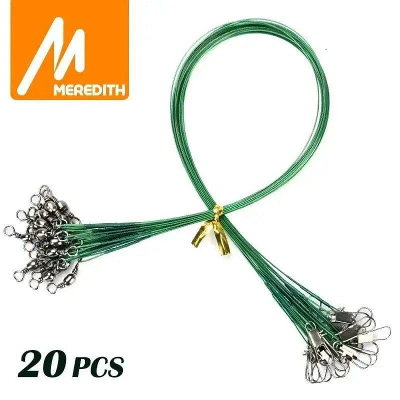 China China MEREDITH Anti Bite Steel Fishing Line 15cm-25cm Steel Wire Leader With Swivel Fishing Accessory Lead Core Leash Fishing Wire