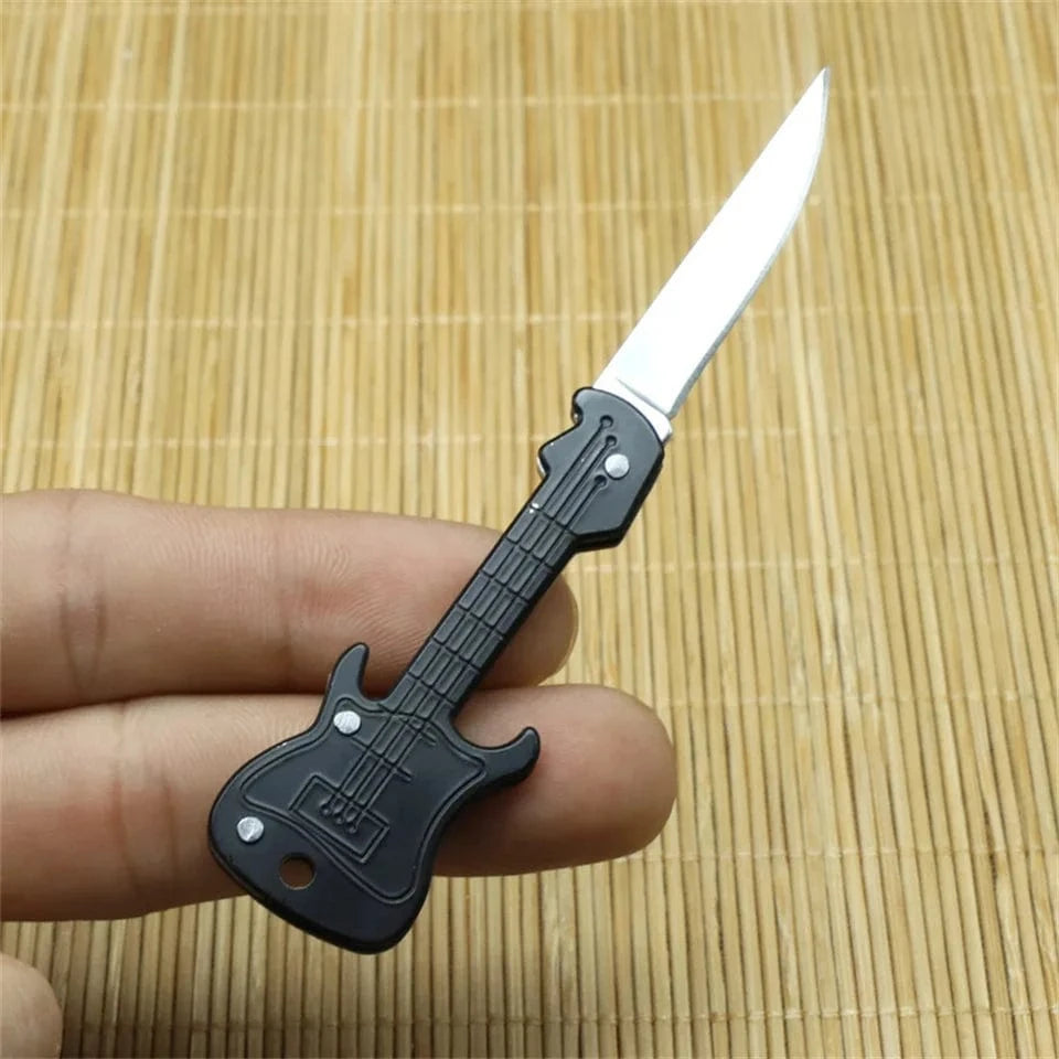 China China Mini Guitar Keychain Knife Stainless Steel Folding Knife Fishing Filet Knives Portable Multifunction Outdoor Folding Knife