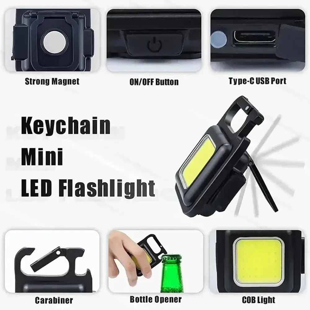 China China Mini LED Flashlight Keychain Multifunctional Portable COB Camping Lamps USB Charging Work Lights Outdoor Fishing Hiking Lanterna