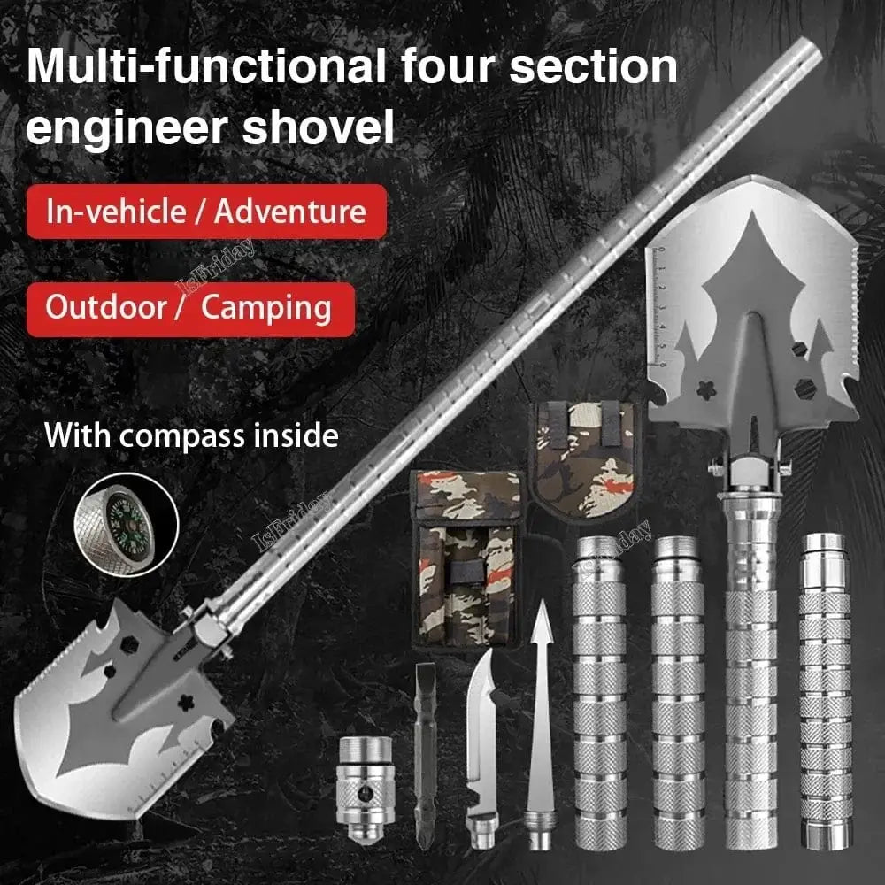 China China Multifunctional Military Shovel 4 Section Pipe Folding Shovel and Knife Outdoor Fishing Camping Survival Set Garden Tools Kit