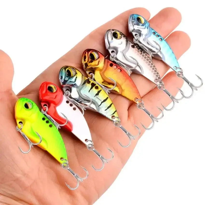 China China New 7/10/14/20g 3D EyesMetal Vib Blade Lure Sinking Vibration Baits Artificial Vibe for Bass Pike Perch Fishing 6 Colors