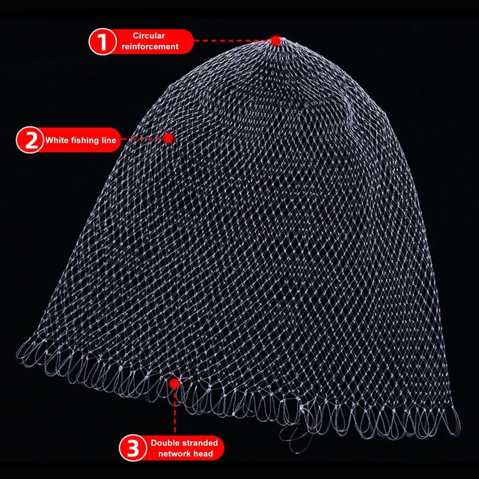 China China Nylon Net Large Hole Diameter Portable Fishing Net Mesh Hole Net Collapsible Hole Fishing Tools 55/70/85/95cm Mesh for Planting