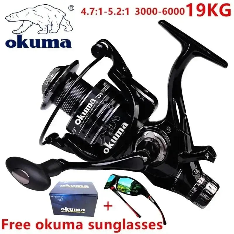 China China Okuma All Metal Wire Cup Spinning Fishing Boat 5.2:1 4.7:1 Rotating Drum 19KG ResistanceRotating Drum Fishing Drum 3000-6000