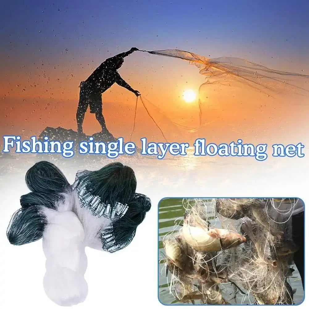 China China One Layer Fishing Net Single Mesh Nylon Float Accessories Fishing Gill Net Hand Monofilament Casting Trap Net Fishi W8U8