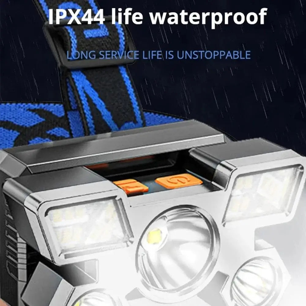 China China Outdoor High brightness 5LED Headset flashlight Outdoor household portable USB rechargeable Fishing miner lamp Strong headlight