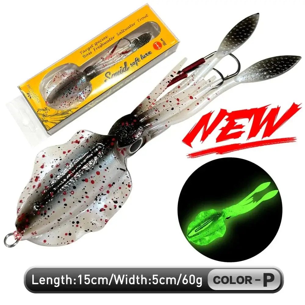 China China P 15cm 60g ZUKIBO Soft Squid Bait Fishing Trolling Lure Octopus Head Jigs 60g Luminous UV Squid Jig for Deep Sea Boat Fishing Wobblers Bait