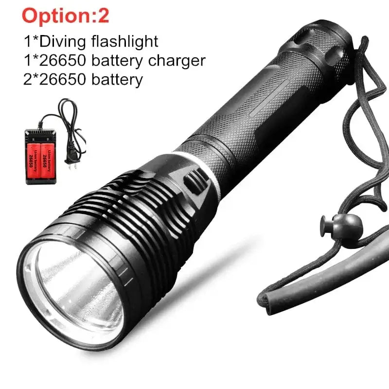 China China Package B 5200MAH / Poland XHP70.2 Diving Flashight 26650 IPX8 Waterproof Scuba Divi Lamp Lanterna Amphibious Powerful Aluminum Torch Underwater for Diver