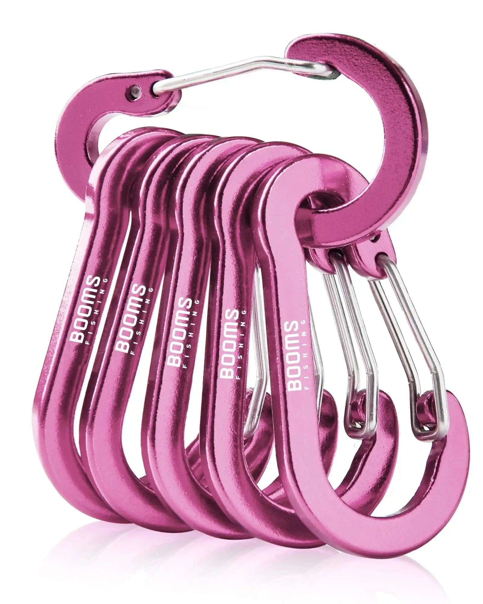 China China Pink 6pcs Booms Fishing CC1 Steel Small Carabiner Clips Outdoor Camping Multi Tool Fishing Acessories 6pcs