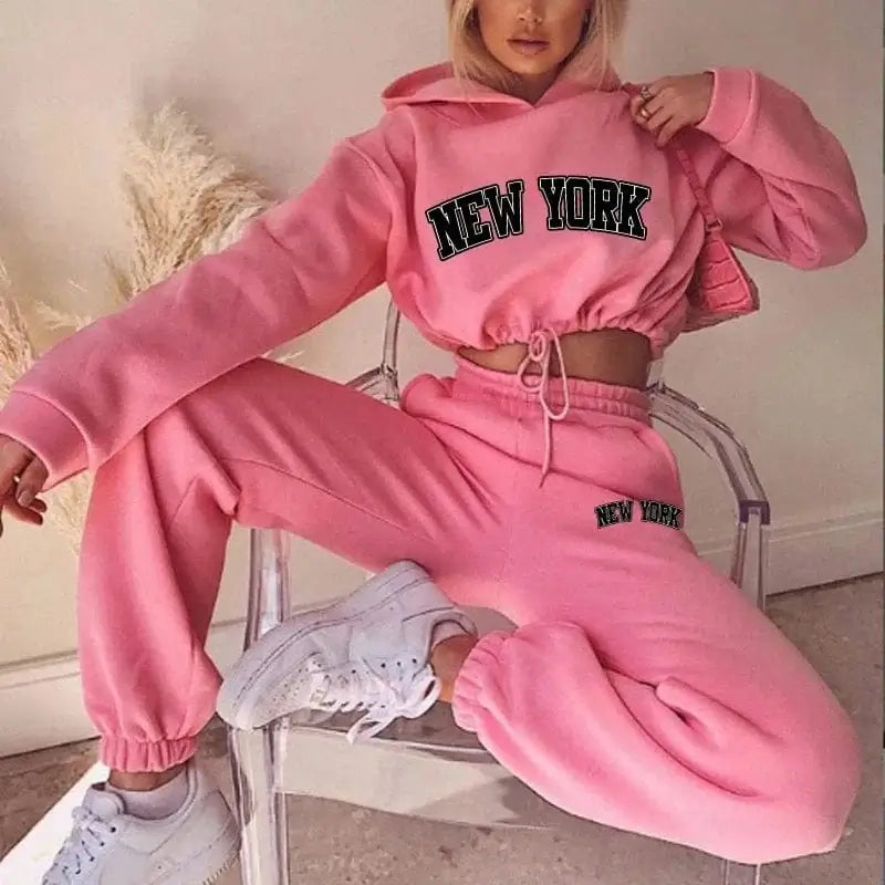 China China Pink / M Womens 2 Pieces Suit Hooded Print Pullover Tracksuit Set Drawstring Short Sweatshirts Casual Sweatpants Sports Home Clothing