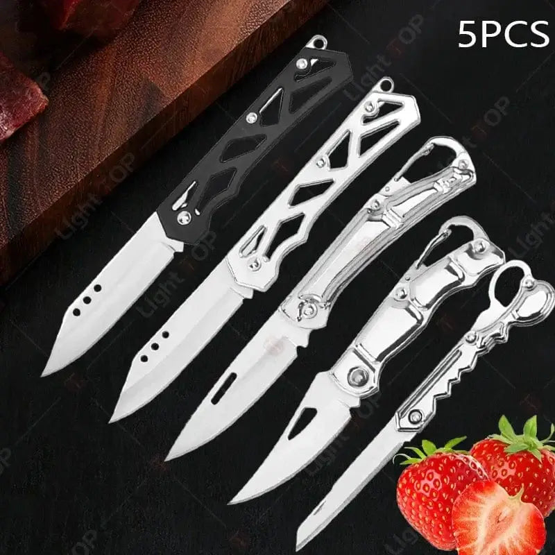 China China Pocket Folding Fruit Knife Set Stainless Steel Kitchen Paring Knife with Keychain Knife Non-slip Handle for Kitchen Accessories