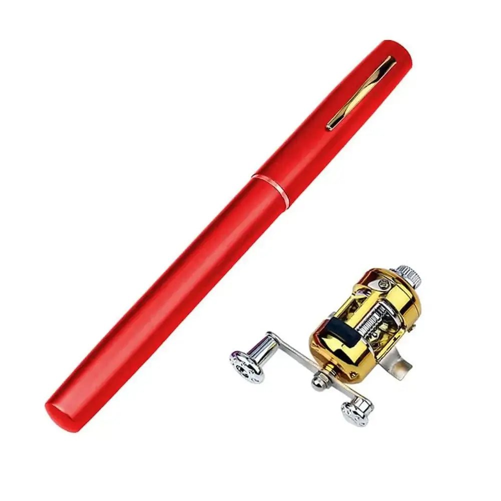 China China red 1m Portable Telescopic Mini Fishing Pole Ultralight Pen Shape Fishing Rod Fishing Accessories For Outdoor River Lake