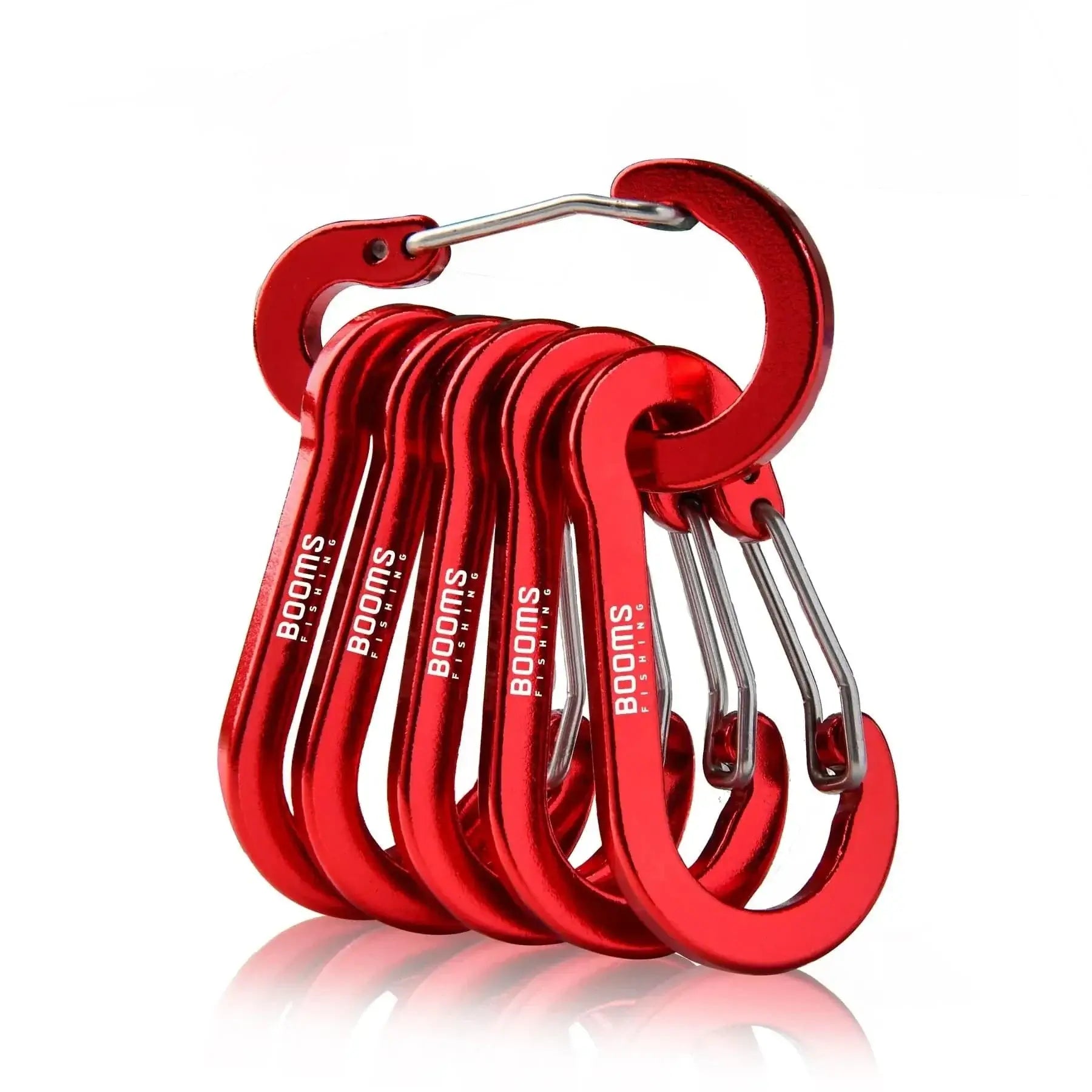 China China Red 6pcs Booms Fishing CC1 6Pcs Aluminum Alloy Carabiner Keychain Outdoor Camping Climbing Snap Clip Lock Buckle Hook Fishing Accessories