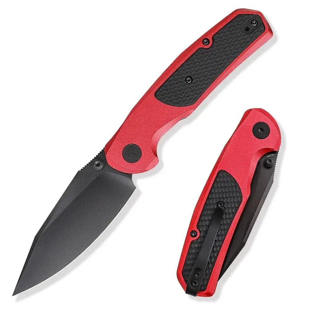 China China Red Aluminium TRIVISA EDC Folding Knife for Men, Axis Pocket Knife with Clip,3.34” 14C28N Steel ,Stonewash Blade,G10 Handle.Camping Tool