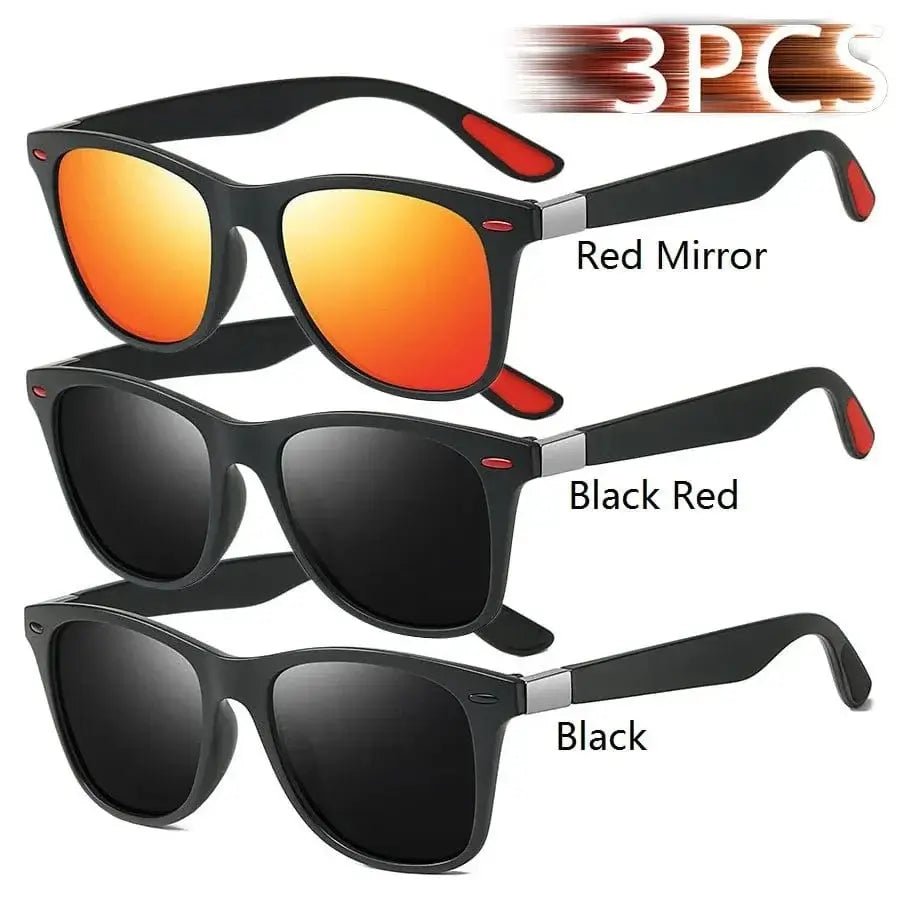 China China Red-BlackRed-Black Fashion Vintage Square Unisex Driving Fishing Sunglasses Men Women Luxury Brand Designer Sun Glasses Anti-Glare Eyewear UV400