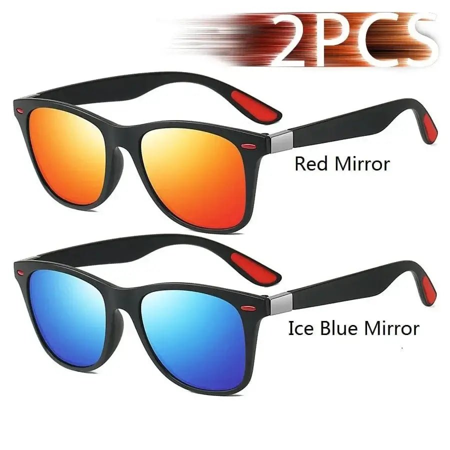 China China Red-Blue Fashion Vintage Square Unisex Driving Fishing Sunglasses Men Women Luxury Brand Designer Sun Glasses Anti-Glare Eyewear UV400
