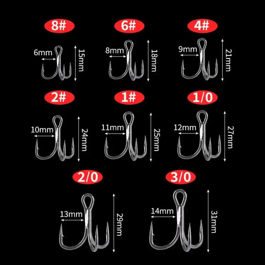 China China Saltwater Treble Hooks for Big Game Bluefish Salmon Kingfish 50/20pcs 8# 6# 4# 2# 1# 1/0 2/0 3/0 6X Strong Treble Fishing Hooks