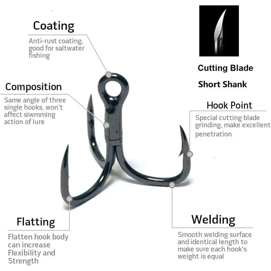 China China Saltwater Treble Hooks for Big Game Bluefish Salmon Kingfish 50/20pcs 8# 6# 4# 2# 1# 1/0 2/0 3/0 6X Strong Treble Fishing Hooks