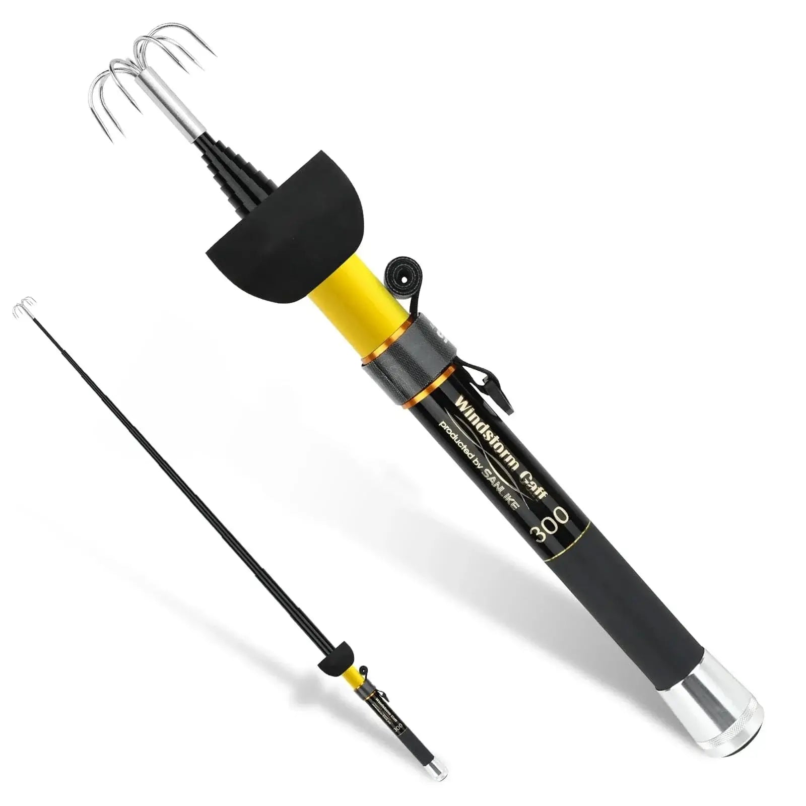 China China SANLIKE Stainless Steel Squid Gaff Seven Hooks Extendable Contractile Gripper Squids Rod Hook Fishing Gear 3M Squid Tool