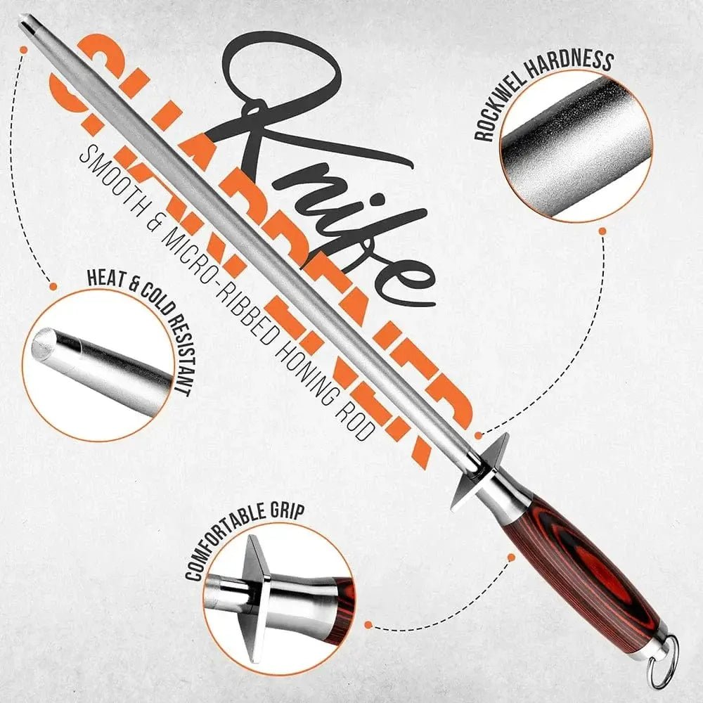 China China Sharpening Stick / XL Professional Diamond Knife Sharpener 12 inch Color Wood Handle Handheld Kitchen Knife Sharpener Knife Fast sharp for All Knives