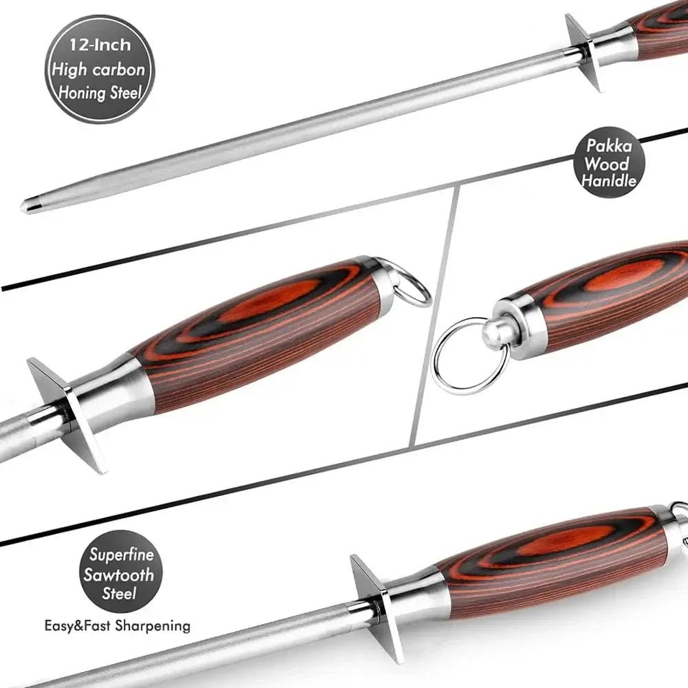 China China Sharpening Stick / XL Professional Diamond Knife Sharpener 12 inch Color Wood Handle Handheld Kitchen Knife Sharpener Knife Fast sharp for All Knives