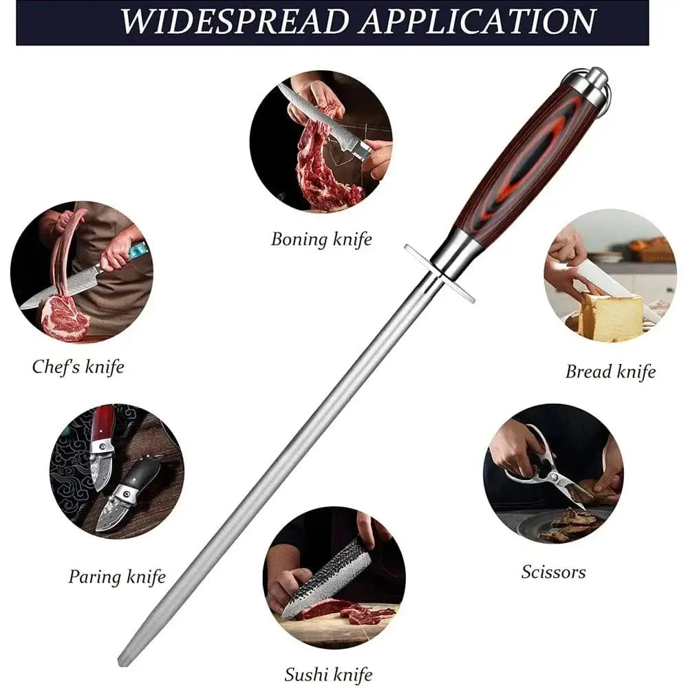 China China Sharpening Stick / XL Professional Diamond Knife Sharpener 12 inch Color Wood Handle Handheld Kitchen Knife Sharpener Knife Fast sharp for All Knives