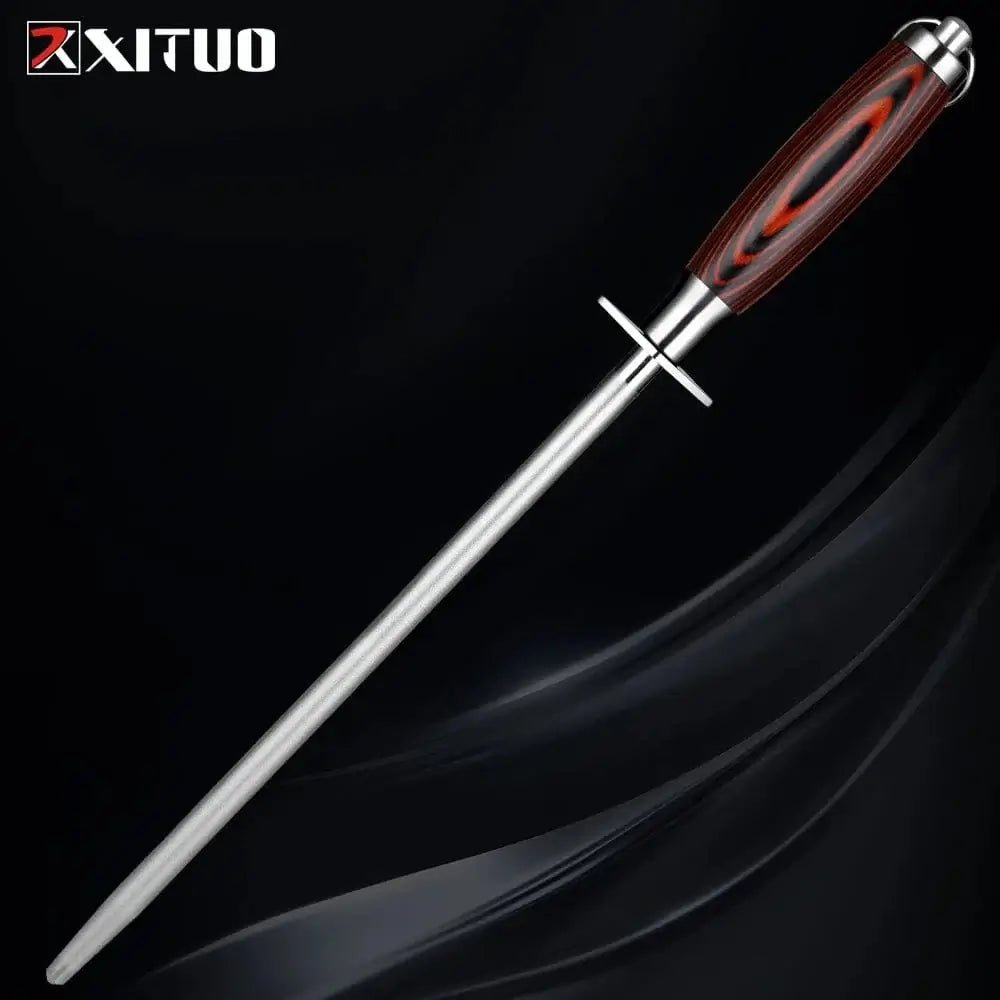 China China Sharpening Stick / XL Professional Diamond Knife Sharpener 12 inch Color Wood Handle Handheld Kitchen Knife Sharpener Knife Fast sharp for All Knives