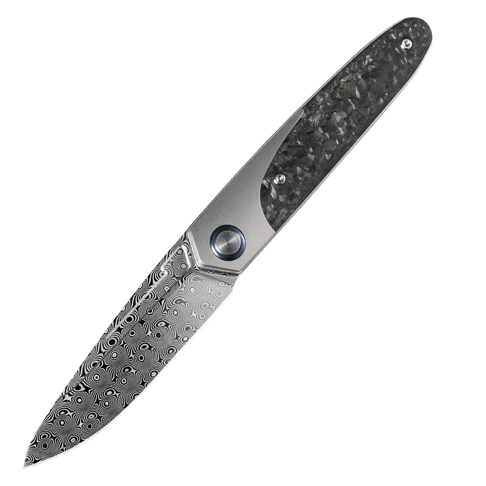 China China Sitivien ST245 Damascus Steel Folding Knives Ball Bearing Titanium Carbon Fiber Handle EDC Knifes for Working Camping Collection