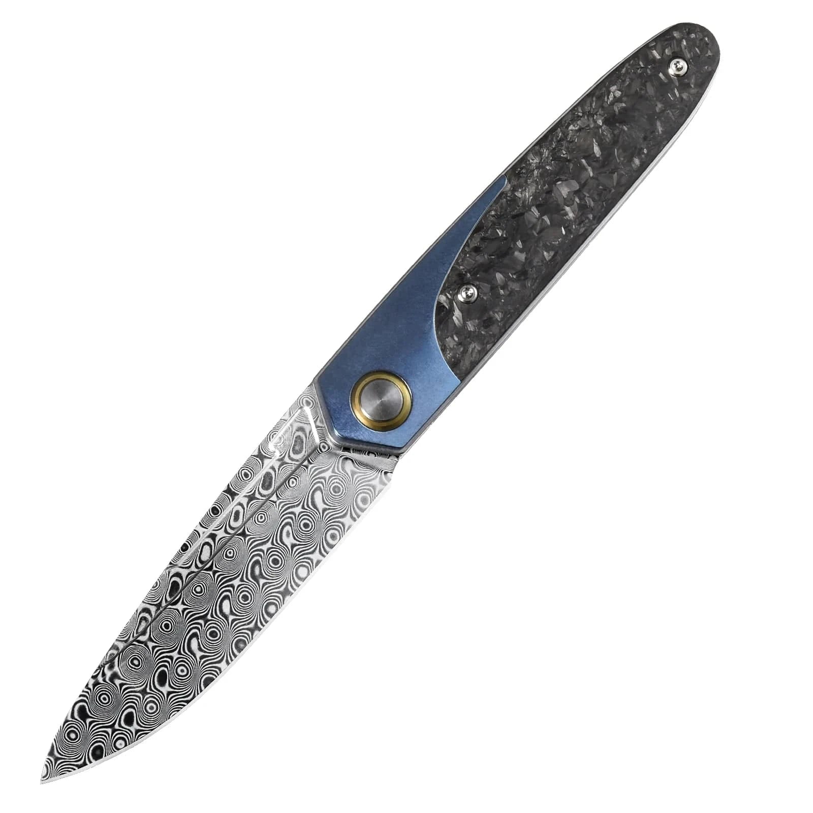 China China Sitivien ST245 Damascus Steel Folding Knives Ball Bearing Titanium Carbon Fiber Handle EDC Knifes for Working Camping Collection
