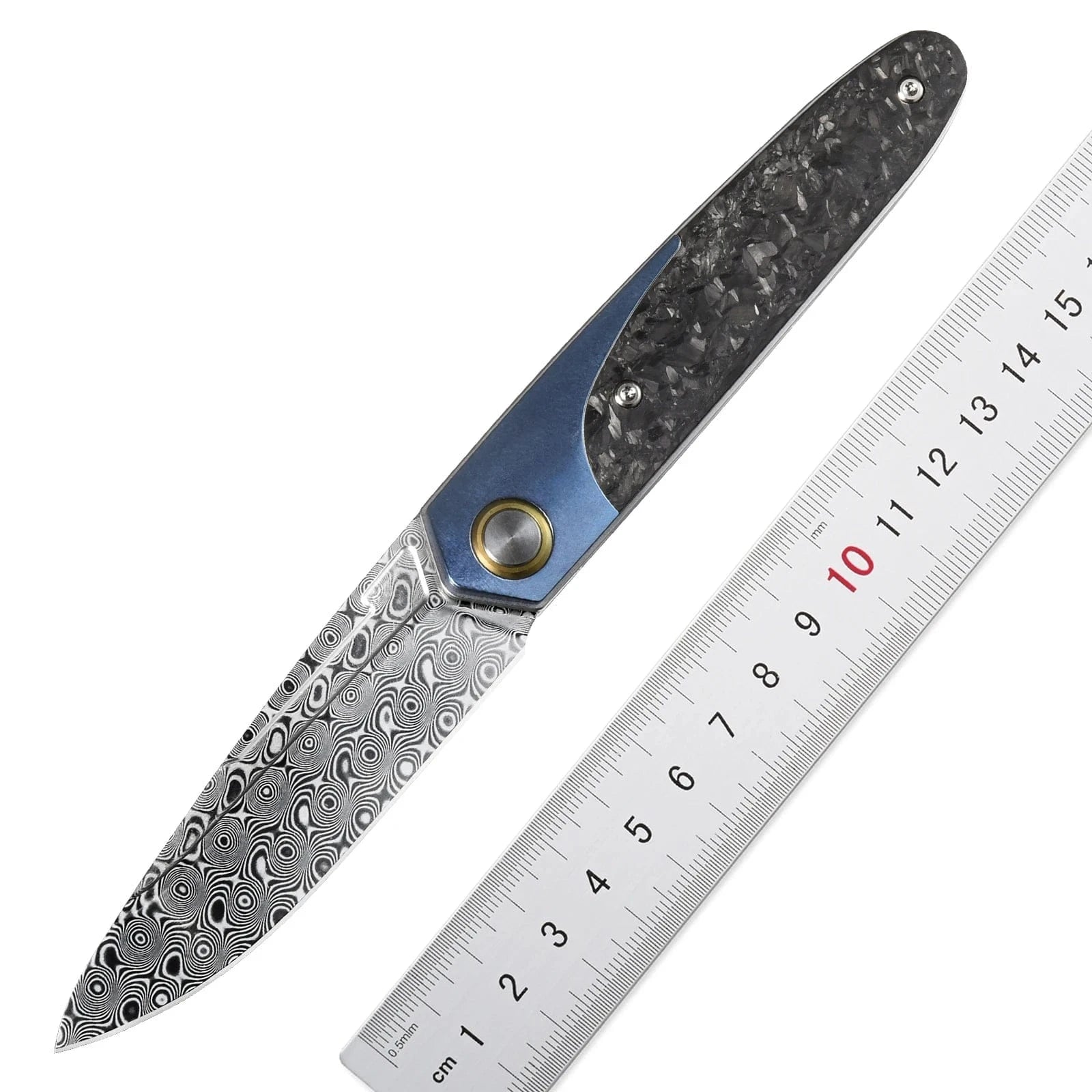 China China Sitivien ST245 Damascus Steel Folding Knives Ball Bearing Titanium Carbon Fiber Handle EDC Knifes for Working Camping Collection