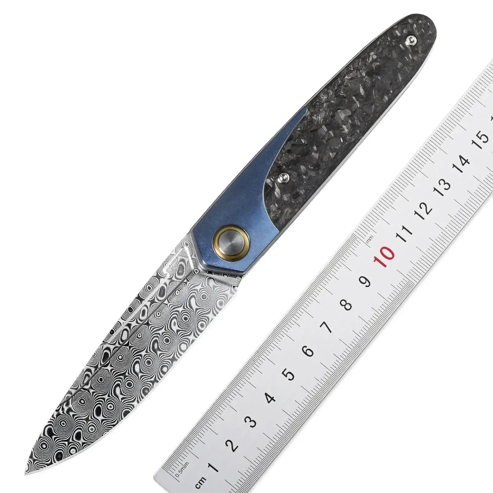 China China Sitivien ST245 Damascus Steel Folding Knives Ball Bearing Titanium Carbon Fiber Handle EDC Knifes for Working Camping Collection