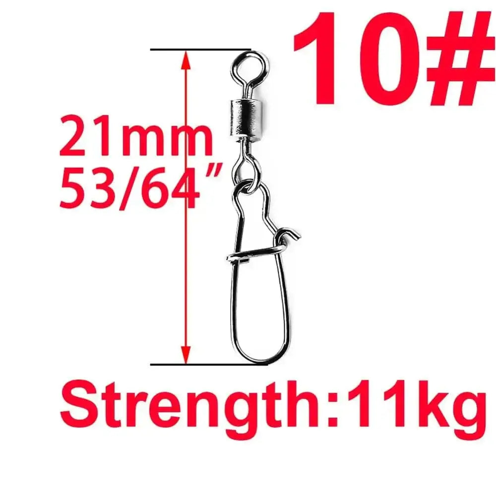 China China Size 10 50pcs/1box 2# To 14# Fishing Connector Rolling Swivel Fish Pin Bearing Stainless Steel Snap Hook Lure Tackle Goods For Fishing