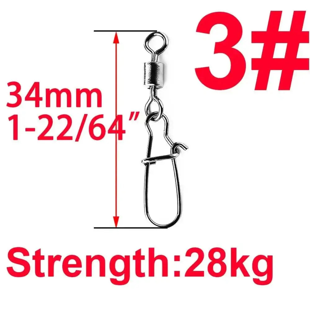 China China Size 3 50pcs/1box 2# To 14# Fishing Connector Rolling Swivel Fish Pin Bearing Stainless Steel Snap Hook Lure Tackle Goods For Fishing