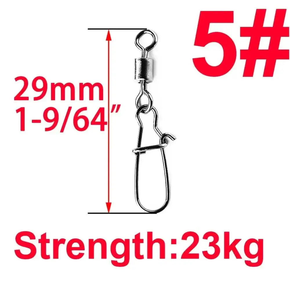 China China Size 5 50pcs/1box 2# To 14# Fishing Connector Rolling Swivel Fish Pin Bearing Stainless Steel Snap Hook Lure Tackle Goods For Fishing
