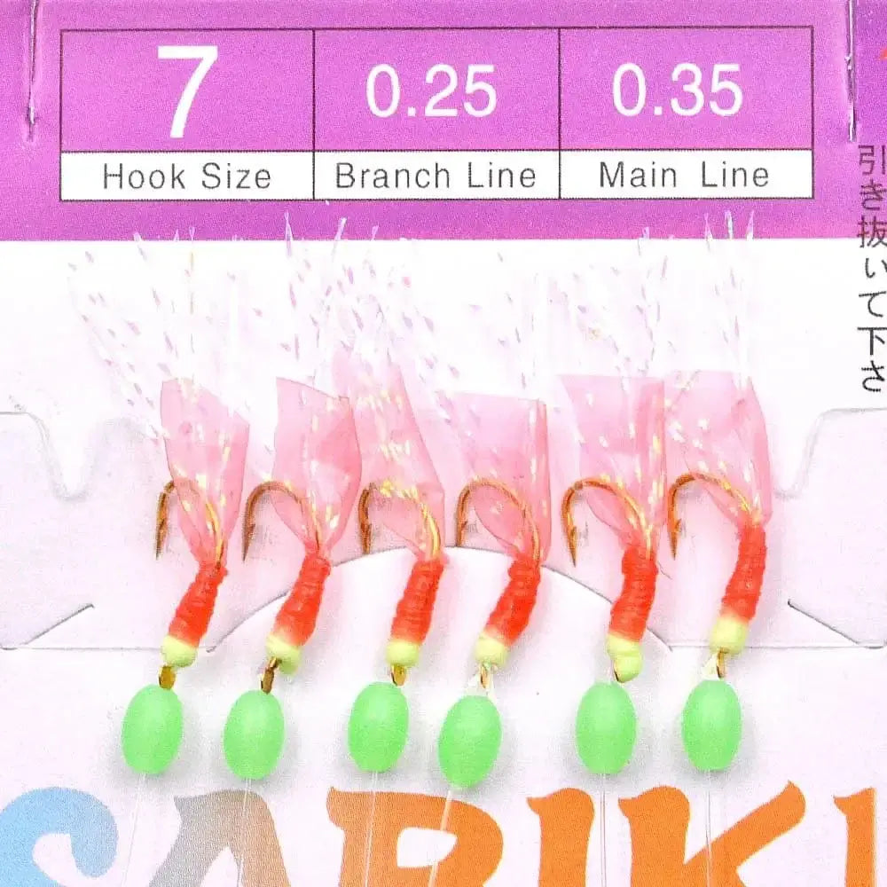 China China Size 7 5 Packs Sabiki rigs Bionic Fish Skin Sea Bait Artificial Feather Barbed String Hook with Luminous Beads Fishing tackle Pesca