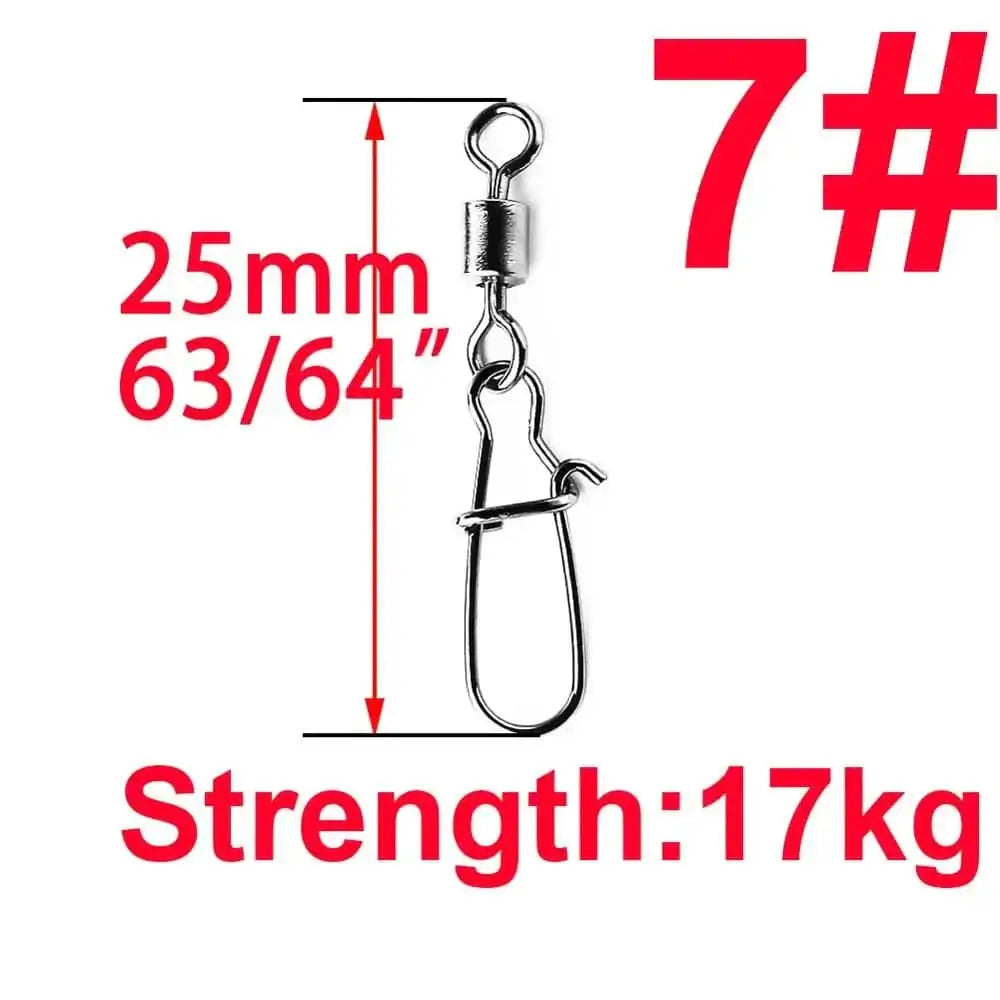 China China Size 7 50pcs/1box 2# To 14# Fishing Connector Rolling Swivel Fish Pin Bearing Stainless Steel Snap Hook Lure Tackle Goods For Fishing