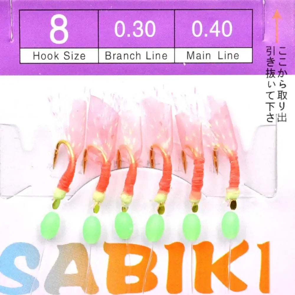 China China Size 8 5 Packs Sabiki rigs Bionic Fish Skin Sea Bait Artificial Feather Barbed String Hook with Luminous Beads Fishing tackle Pesca