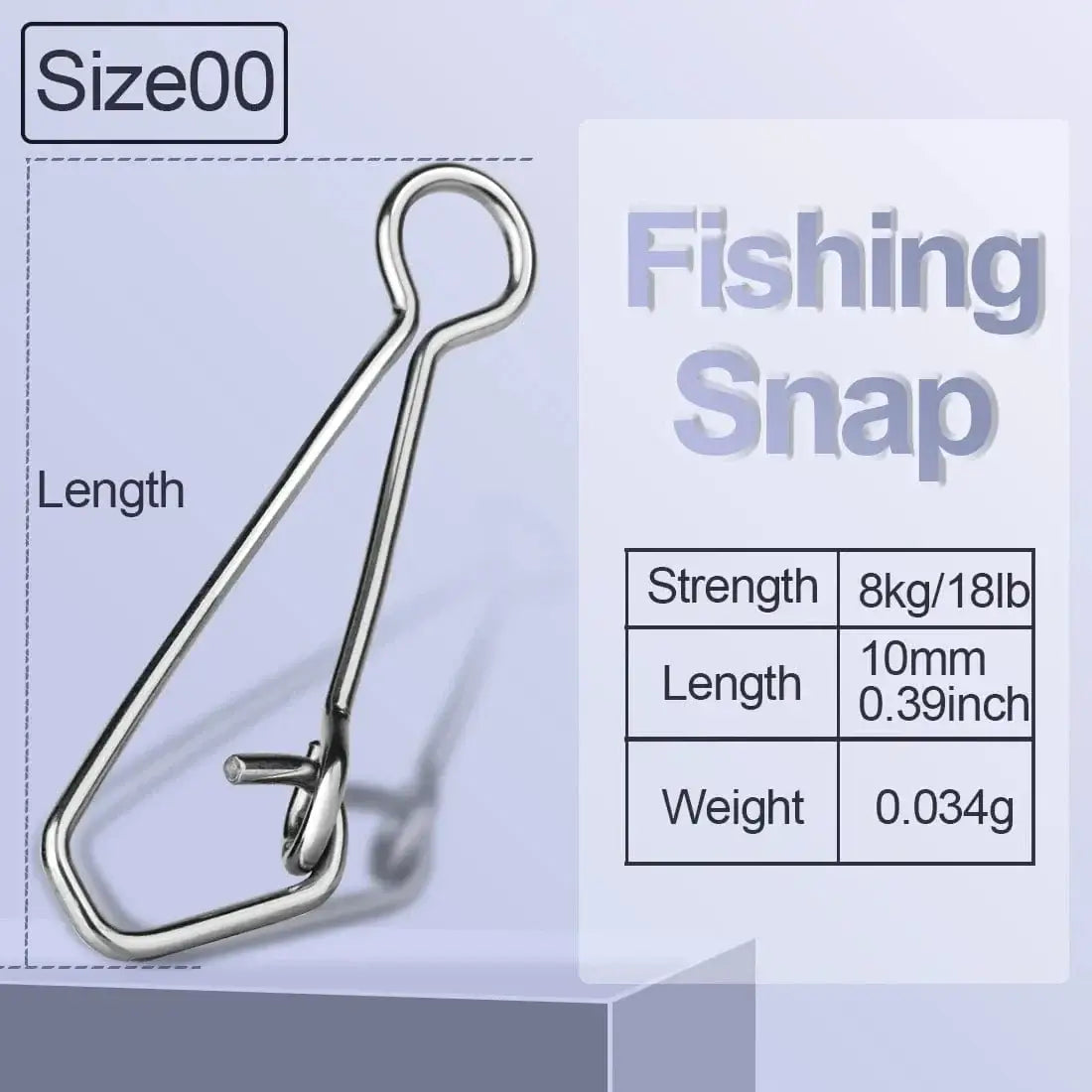 China China Size00 / 50Pcs FishTrip Hook Snap Stainless Steel Fishing Snap for Plug Fishing, Feeders, Tying Lures, Float, Making Fishing Rig