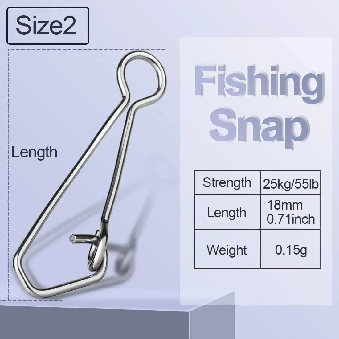 China China Size2 / 100Pcs FishTrip Hook Snap Stainless Steel Fishing Snap for Plug Fishing, Feeders, Tying Lures, Float, Making Fishing Rig