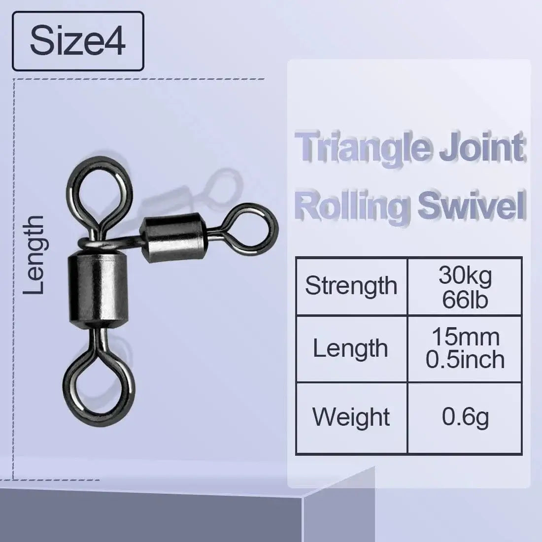 China China Size4 / 100pcs Bulk FishTrip Triangle Joint Rolling Swivels 3 Way Swivels Connector Catfish Fishing Accessories for Bottom Bouncing Rig, Catfish Rig