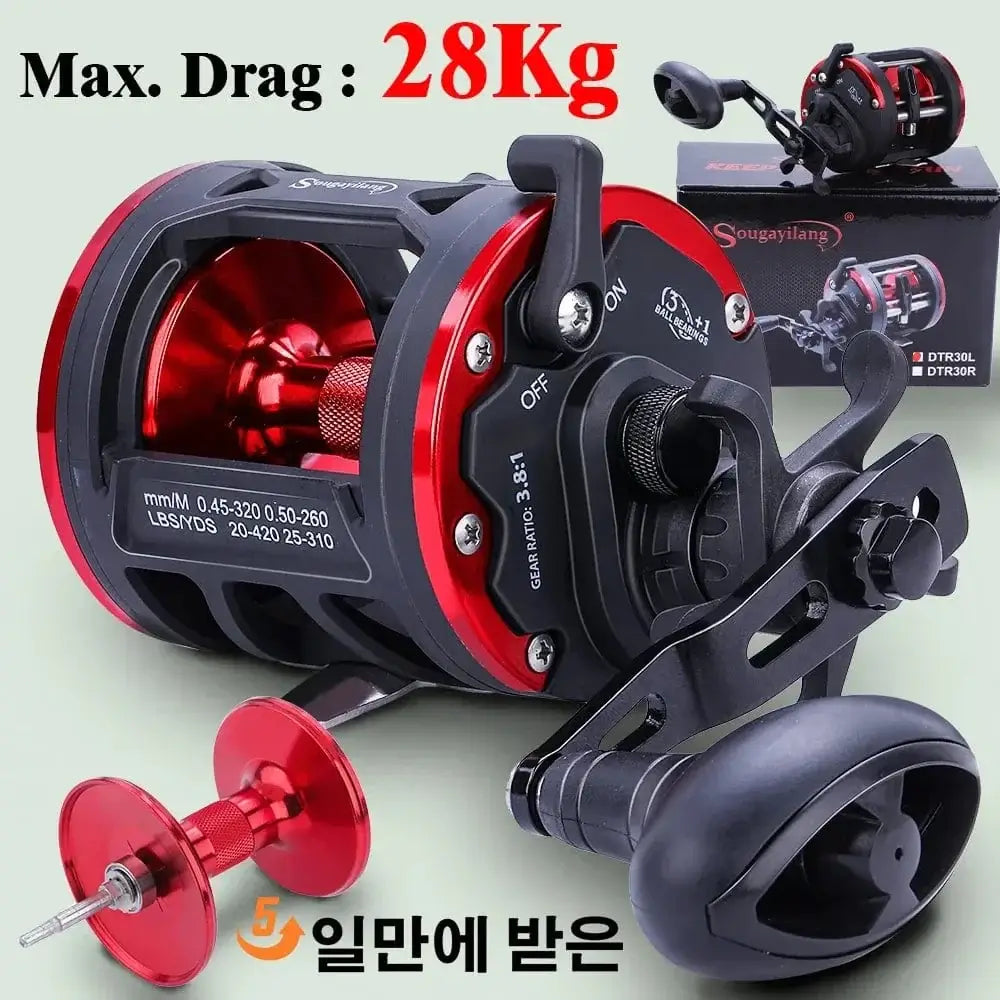China China Sougayilang baitcasting reel Trolling Drum Fishing Reels Left/Right Hand 3+1BB Trolling Drum Fishing Reel Max Drag 28kg Pesca