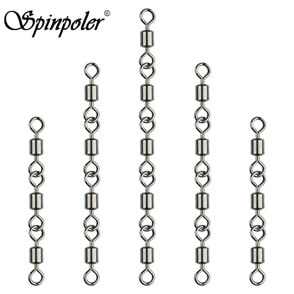 China China Spinpoler 3 4 5 Joint Fishing Swivels Copper Body with Stainless Steel for Saltwater Sea Fishing Stinger Hooks Accessories