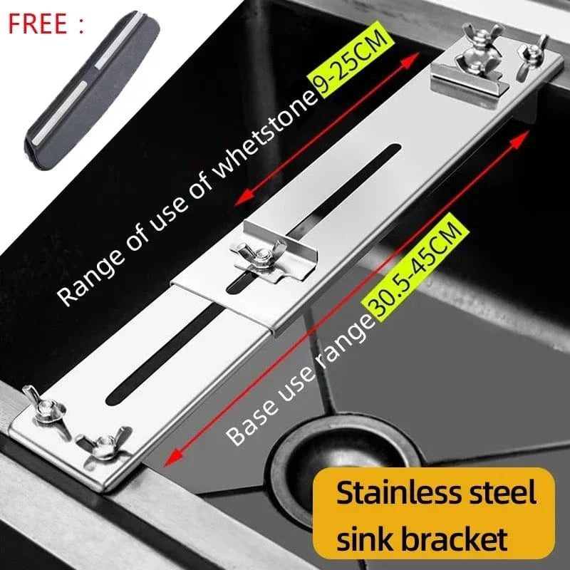 China China Stainless steel A / as picture show 30-45cm Sink Bracket Sharpening Stone Holder Base Adjustable Knife Sharpener Metal Whetstone Grinder Kitchen Wet Chisel Pedestal
