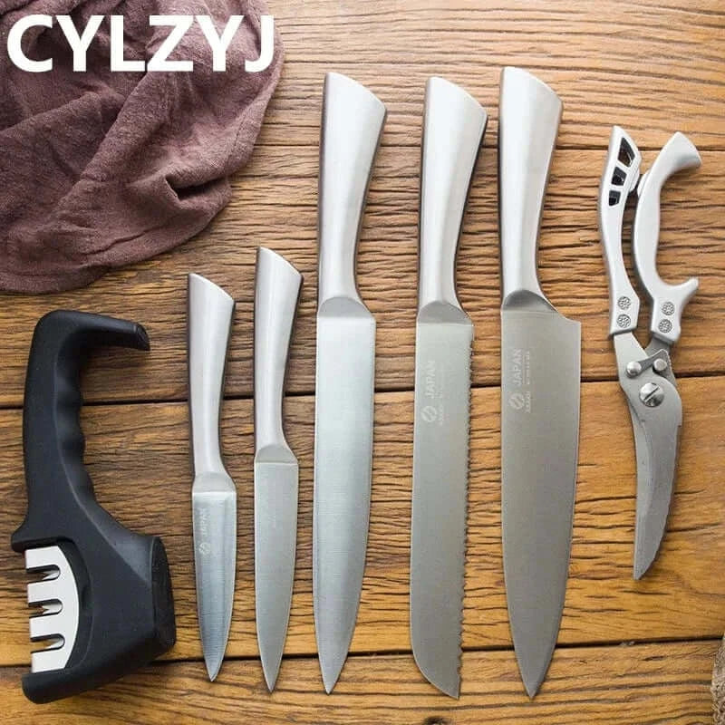 China China Stainless Steel Kitchen Knife Kitchen Knives Set Chef Knives Sets Chef Slicer Paring Bread Utility Knife Scissors Sharpener